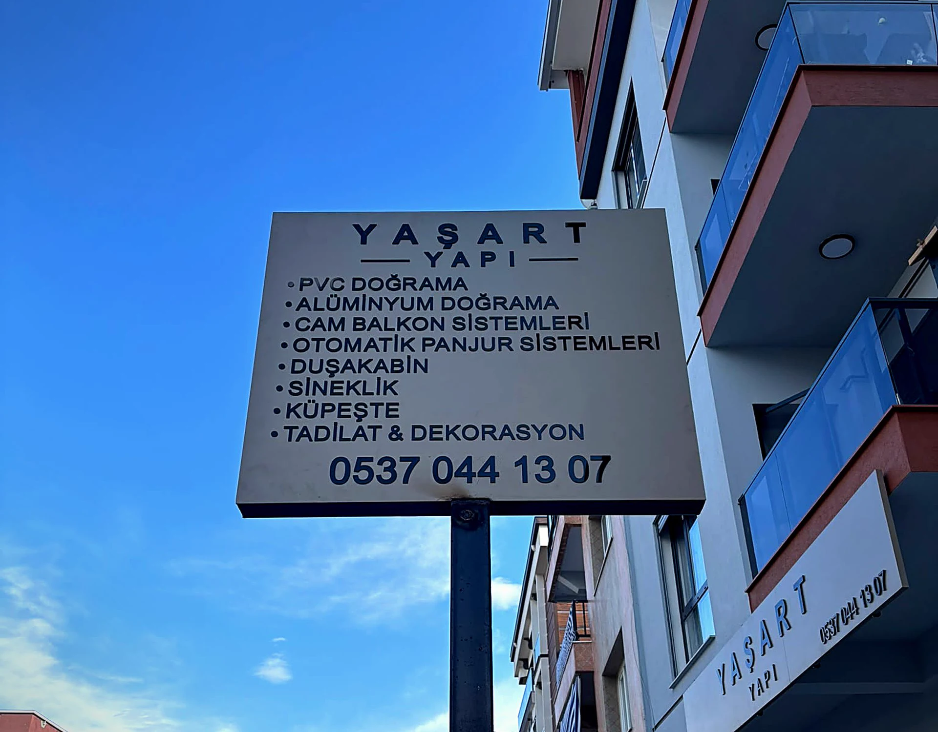 YAŞART YAPI hizmet totemi, doğrama, cam balkon, panjur ve tadilat işlerini sıralıyor, YAŞART YAPI, Kemalpaşa / İzmir